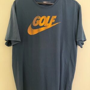 Nike Men's Dark Blue Tee with Orange Golf Logo